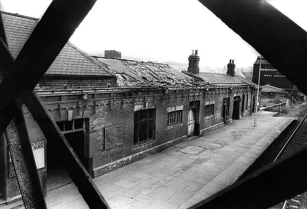 The derelict and vandalised Blaydon Railway Station on 10th July 1977