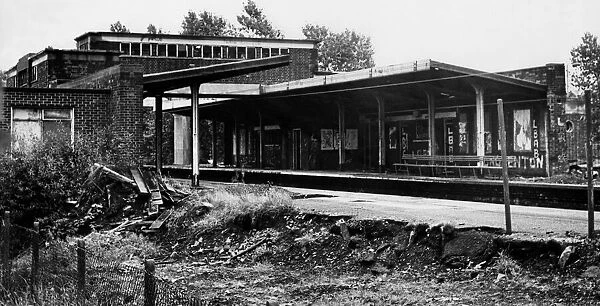 The derelict and vandalised Longbenton Railway Station on 6th September 1978