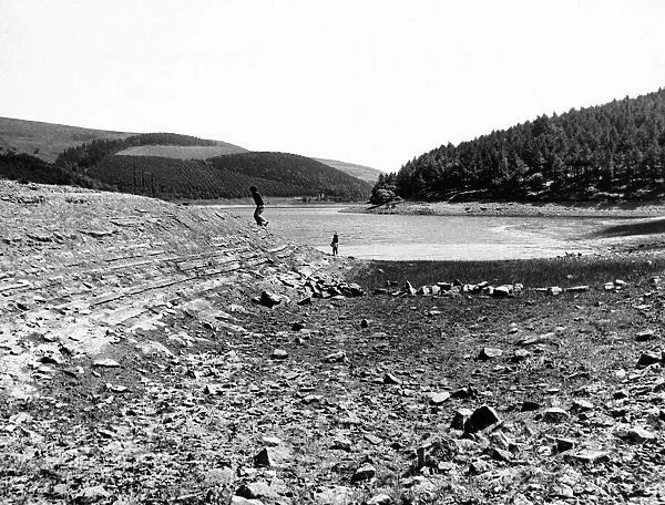 Derwent reservoir near Sheffield, showing the low water due to the continuing drought in