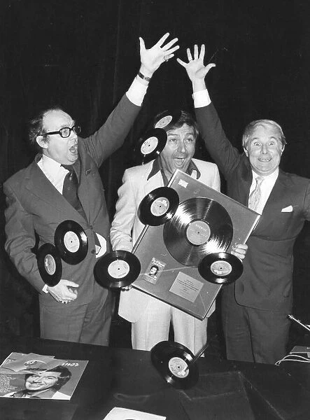 Des O Connor receiving Gold Disc from Morecombe and Wise - January 1980