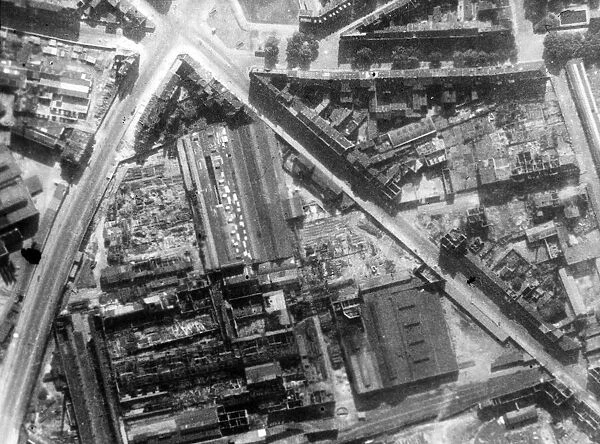 The destroyed factory of Deutsche Rohren Werke in Dusseldorf. September 1942