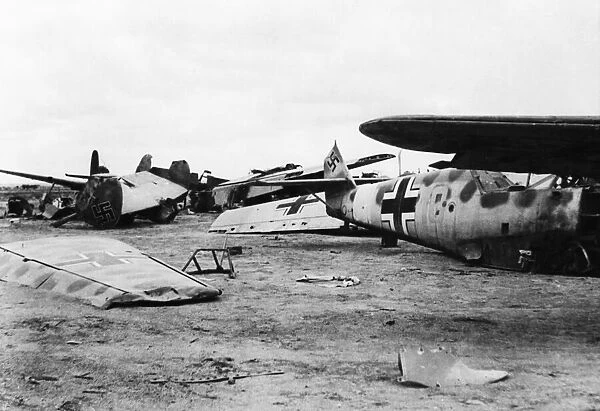 Destroyed German aircraft shot in Libya during Second World War. 14th January 1942