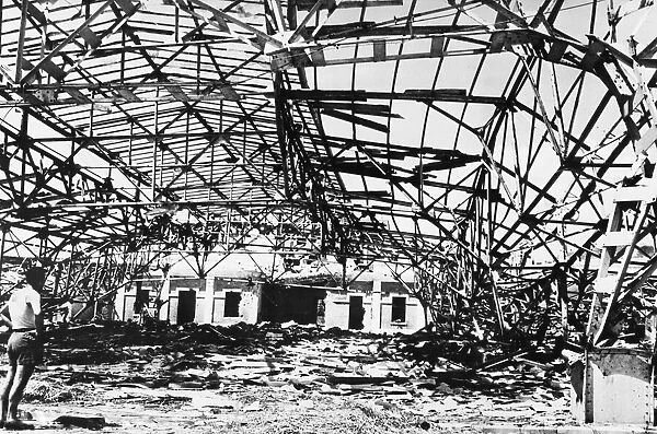 Destroyed German hangars at San Benedetto Del Tronto airfield in Italy