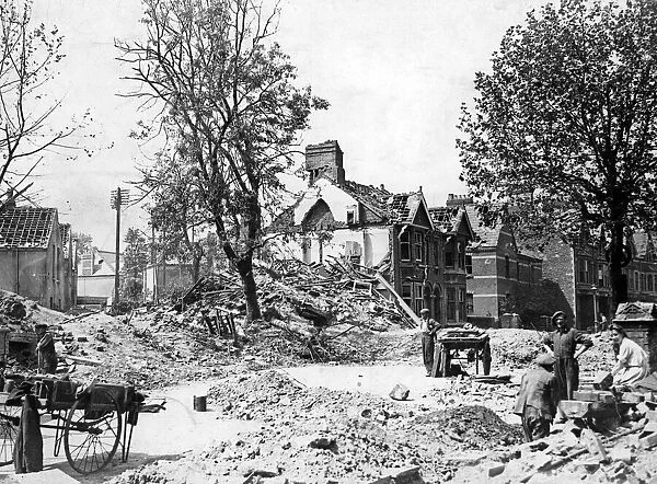 Destruction at Albany Road, Cardiff, following an attack by Nazi raiders. Circa 1941