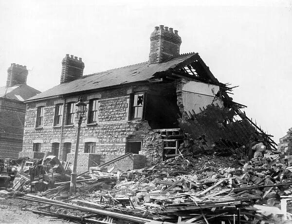 Destruction caused by an air raid in Penarth, Wales. Circa 1941