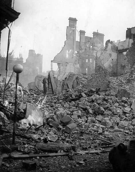 Destruction caused by Nazi raiders in Swansea, Wales. February 1941