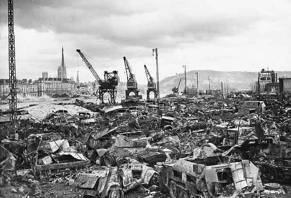 The destruction on the dockside off the south side of Rouen