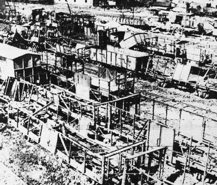 Framed Print : The Devastation in Messina marshalling yards after bombing by the enemy