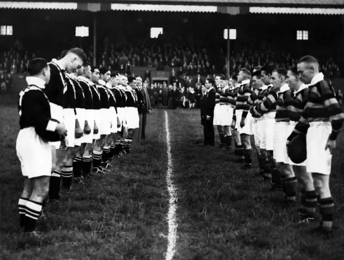 Framed Print : Dewsbury and New Zealand. The teams lined up and sang The National Anthem Framed Print : Dewsbury and New Zealand. The teams lined up and sang The National Anthem