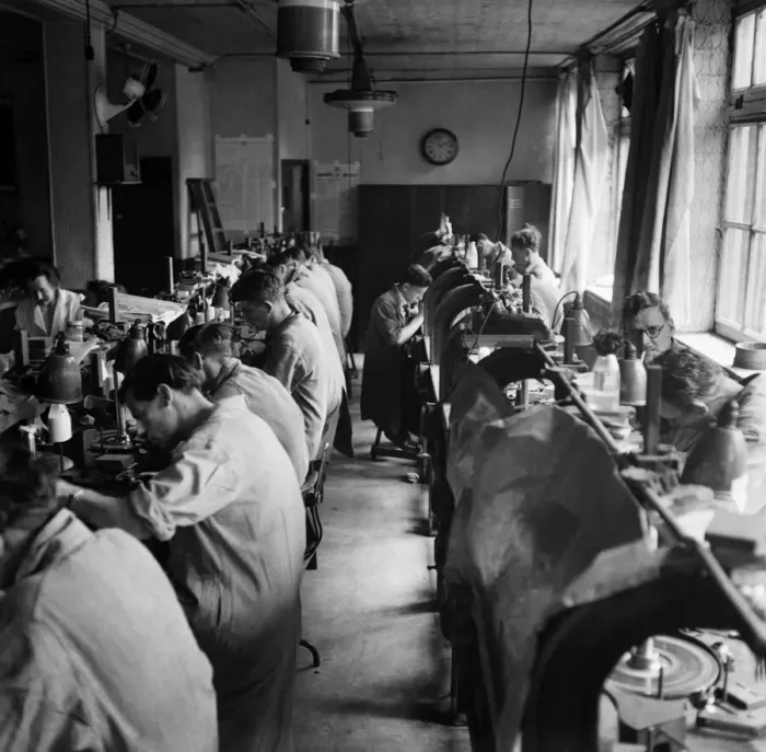 Framed Print : Diamond Cutters in a London diamond merchants. June 1952 C3023 - 001 Framed Print : Diamond Cutters in a London diamond merchants. June 1952 C3023 - 001