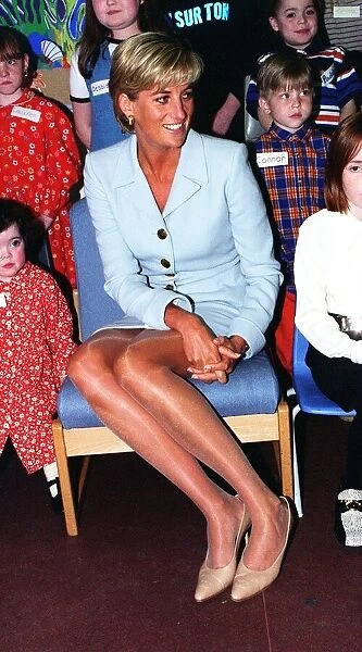 Diana, Princes of Wales visits children at the Royal Brompton Hospital in West London