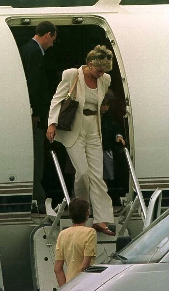 Diana Princess of Wales arrives in Cannes, South of France as she begins her holiday