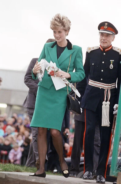 Diana, Princess of Wales arrives to officially open the Scottish factory of the clothing