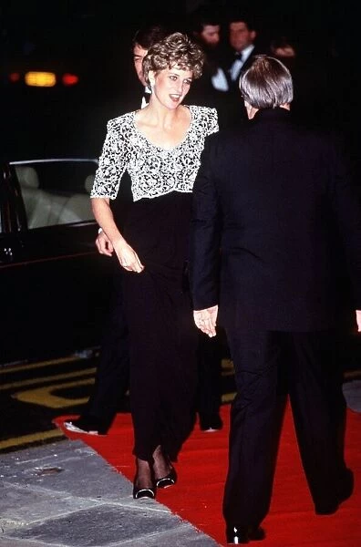 Diana, Princess of Wales arrives for the Royal Premiere of the new film Hear My Song at