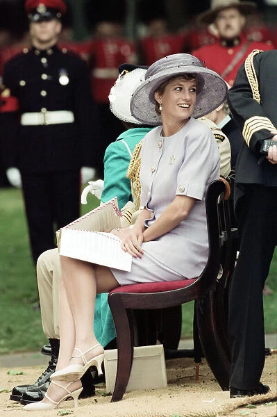 Diana, Princess of Wales attends the unveiling of the Canadian War Memorial in Green Park