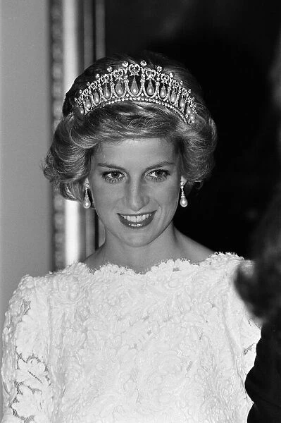 Diana, Princess of Wales at the British Ambassadors Residence during an official