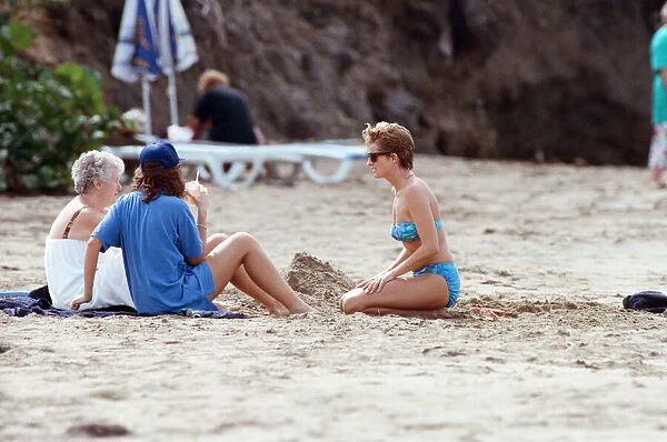 Diana, Princess of Wales on holiday in Nevis. January 1993