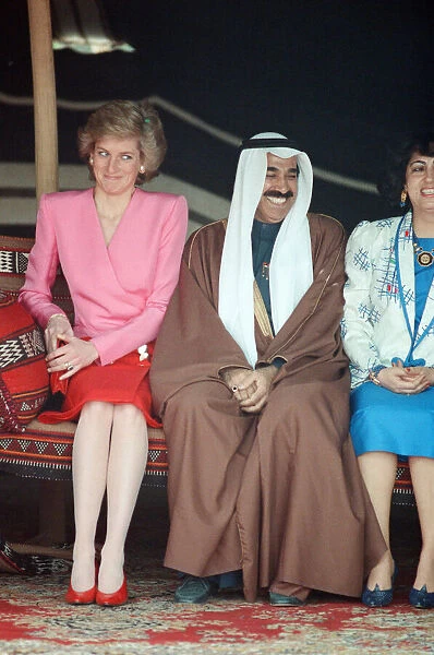 Diana, Princess of Wales, with Jaber III al-Ahmad al-Jaber al-Sabah of Kuwait at