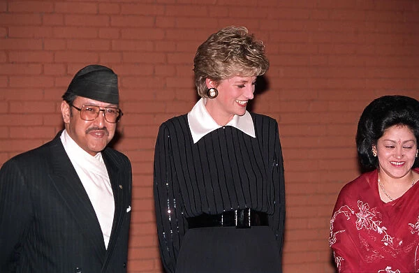 DIANA, PRINCESS OF WALES WITH KING BIRENDRA AND QUEEN AISWARYA DURING VISIT TO NEPAL