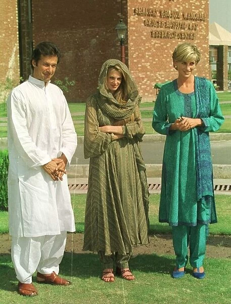 Diana, Princess of Wales, poses with her friends Jemima Khan