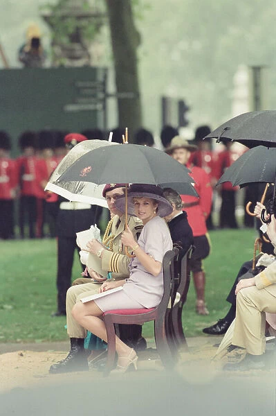 Diana, Princess of Wales and Prince Andrew, Duke of York attend the unveiling of