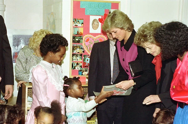 Diana, Princess of Wales visits a day nursery, New York City. February 1989