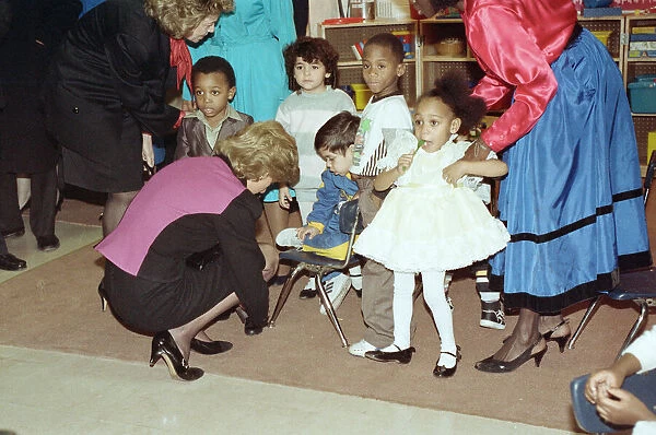 Diana, Princess of Wales visits a day nursery, New York City
