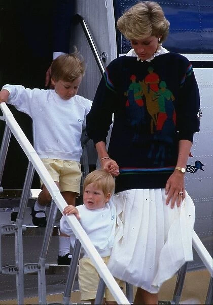 Diana, Princess of Wales, with her young sons Prince William