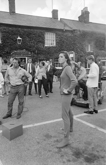 Framed Print : Diana Rigg during the filming of The Avengers at Aldbury Framed Print : Diana Rigg during the filming of The Avengers at Aldbury
