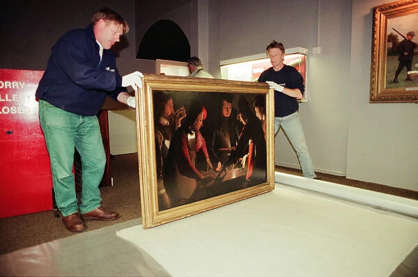 The Dice Players, is moved from its home in Preston Hall Museum in readiness for its trip