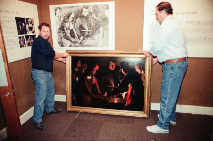 Framed Print : The Dice Players, is moved from its home in Preston Hall Museum in readiness for its trip
