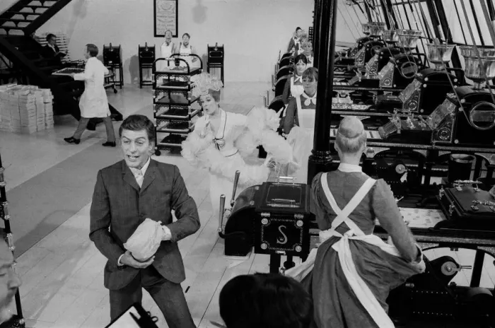 Framed Print : Dick Van Dyke and Sally Ann Howes (behind) filming a scene for Chitty Chitty Bang Bang Framed Print : Dick Van Dyke and Sally Ann Howes (behind) filming a scene for Chitty Chitty Bang Bang