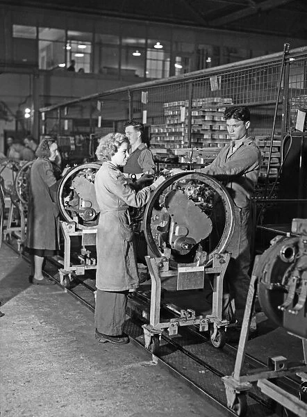 Diesel engines being assembled at the Perkins factory in Peterborough. 10th November 1949