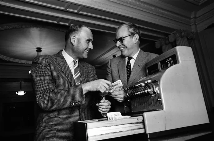Framed Print : Director Gerald Thomas (left) and Producer Peter Rogers. 9th December 1964 Framed Print : Director Gerald Thomas (left) and Producer Peter Rogers. 9th December 1964