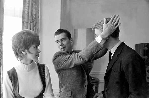Dirk Bogarde with stars of the film The Servant Wendy Craig January 1963