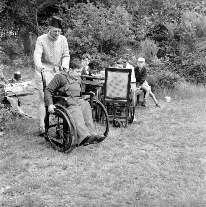 Framed Print : Disability and Youth: Tommy Hoare the legless boy scout seen here enjoying camping Framed Print : Disability and Youth: Tommy Hoare the legless boy scout seen here enjoying camping