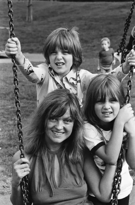 Framed Print : Disc Jockey Annie Nightingale with her children Lucy, 7, and Alexander, 12 Framed Print : Disc Jockey Annie Nightingale with her children Lucy, 7, and Alexander, 12