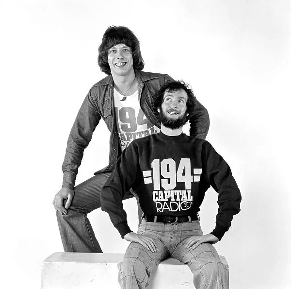Disc Jockeys Roger Scott and Kenny Everett. January 1976