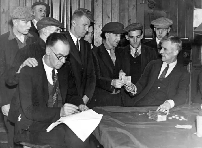 Framed Print : Distribution to Durham miners of the N. C. B of £50, 000 Framed Print : Distribution to Durham miners of the N. C. B of £50, 000