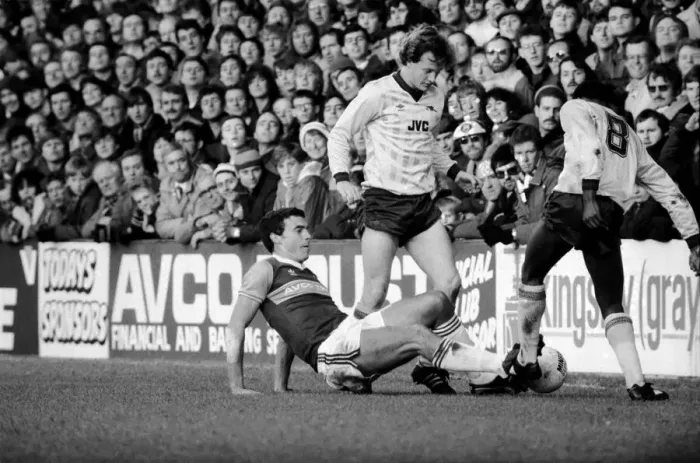 Framed Print : Division 1 football. West Ham United 3 v. Arsenal 1. December 1983 LF14-33-078