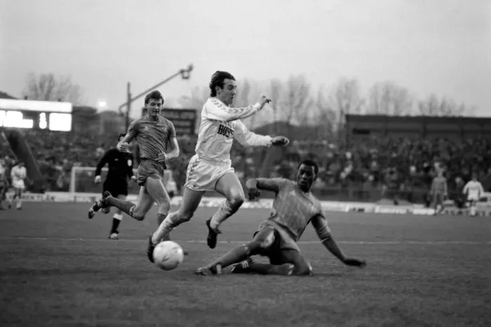 Framed Print : Division One Football 1985  /  86 Season. Chelsea v. Tottenham Hotspur, Stamford Bridge