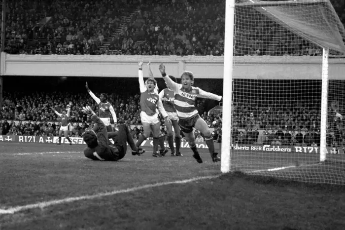 Framed Print : Division One Football 1985  /  86 Season. Arsenal v. Queens Park Rangers, Highbury