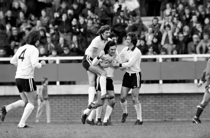 Framed Print : Division Two football Fulham v Chelsea 1976  /  77 season. Fulham won the match three one