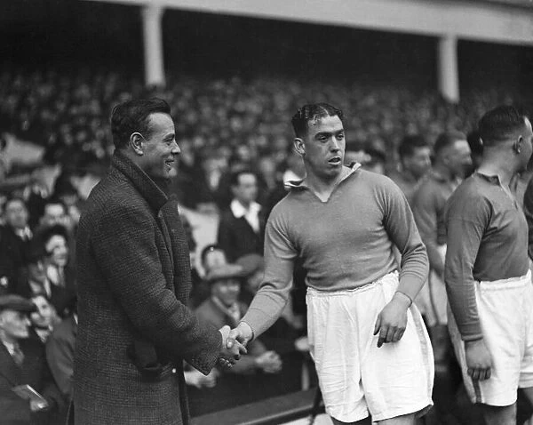 Dixie Dean, the legendary Everton centre forward, being introduced to Spanish