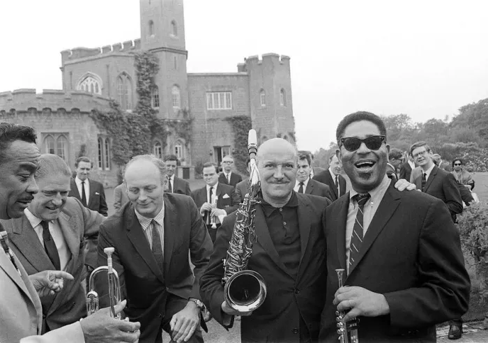 Framed Print : Dizzy Gillespie Jazz Man June 1963 ( First from R) at Fort Belvedere near Ascot Buck Framed Print : Dizzy Gillespie Jazz Man June 1963 ( First from R) at Fort Belvedere near Ascot Buck
