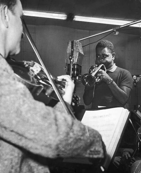Dizzy Gillespie and Johnny Richards at Discovery Records Hollywood