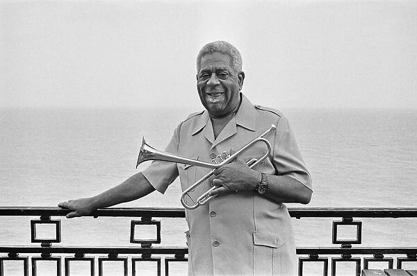 Dizzy Gillespie seen here on the roof of the Leas Cliff Hall, Folkestone