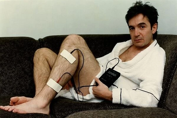 DJ Tiger Tim Stevens 1st July 1990. Pictured using Neuromuscular Stimulator
