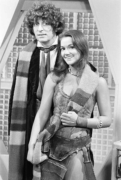 Doctor Who, actor Tom Baker - the 4th Doctor - pictured with new assistant Leela played