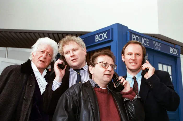 Framed Print : Four Doctor Whos seen here at the Hammersmith Ark for the opening of an exhibtion to Framed Print : Four Doctor Whos seen here at the Hammersmith Ark for the opening of an exhibtion to
